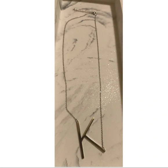 Silver Initial K Necklace NIB - Picture 3 of 4
